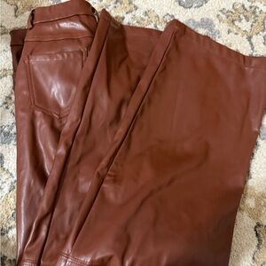 Brown Faux Leather Pants
